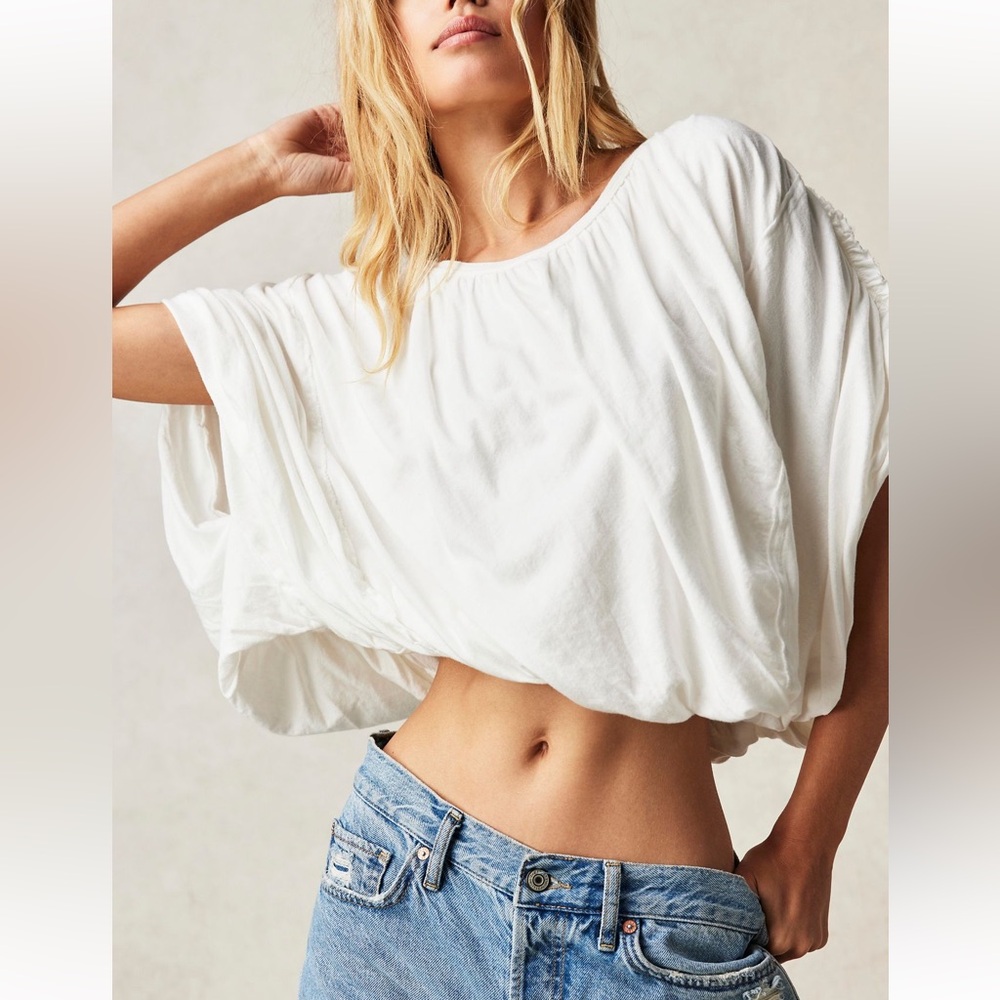 Free People We The Free Siesta White Bubble Tee Small
